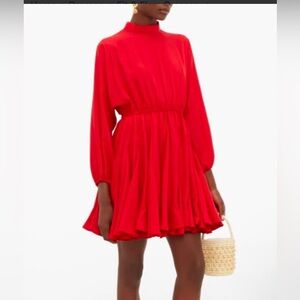 Rhode Resort Red Long Sleeve Frill Dress